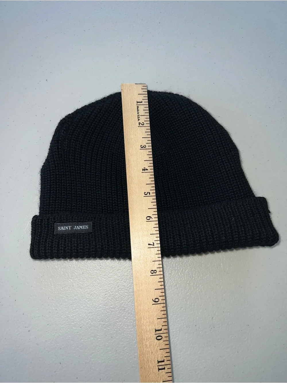 Saint James Canot Purl Knit Wool Beanie Black